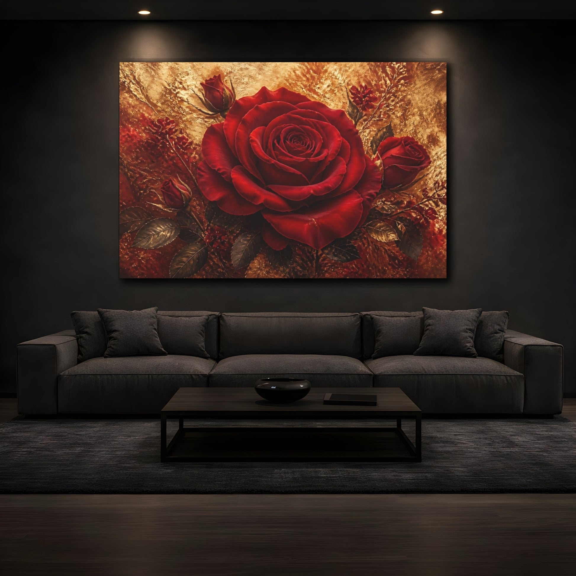 Mockup 3. Velvet Crimson Rose shown as canvas print