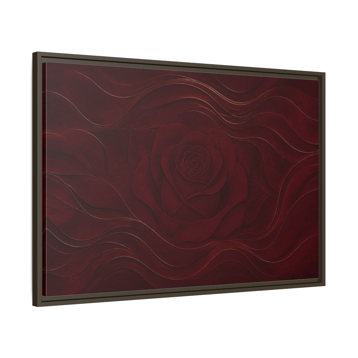 Main Mockup. Velvet Rose In Burgundy shown as framed canvas print