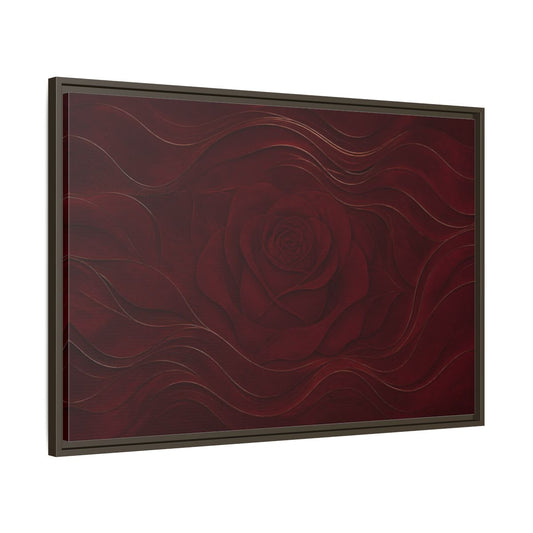 Main Mockup. Velvet Rose In Burgundy shown as framed canvas print