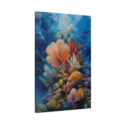 Main Mockup. Vibrant Coral Reef shown as canvas print