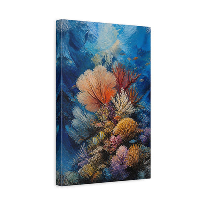 Side Mockup 4. Vibrant Coral Reef shown as canvas print