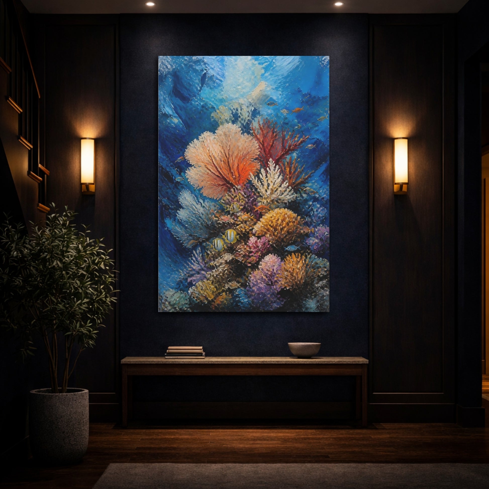 Mockup 4. Vibrant Coral Reef shown as canvas print