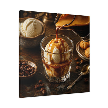 Main Mockup. Vintage Affogato Coffee Dessert shown as stretched canvas wall art