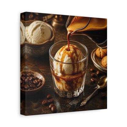 Side Mockup 9. Vintage Affogato Coffee Dessert shown as stretched canvas wall art