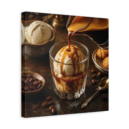 Side Mockup 7. Vintage Affogato Coffee Dessert shown as stretched canvas wall art