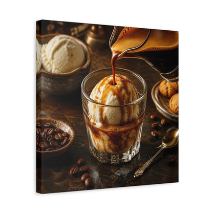 Side Mockup 6. Vintage Affogato Coffee Dessert shown as stretched canvas wall art