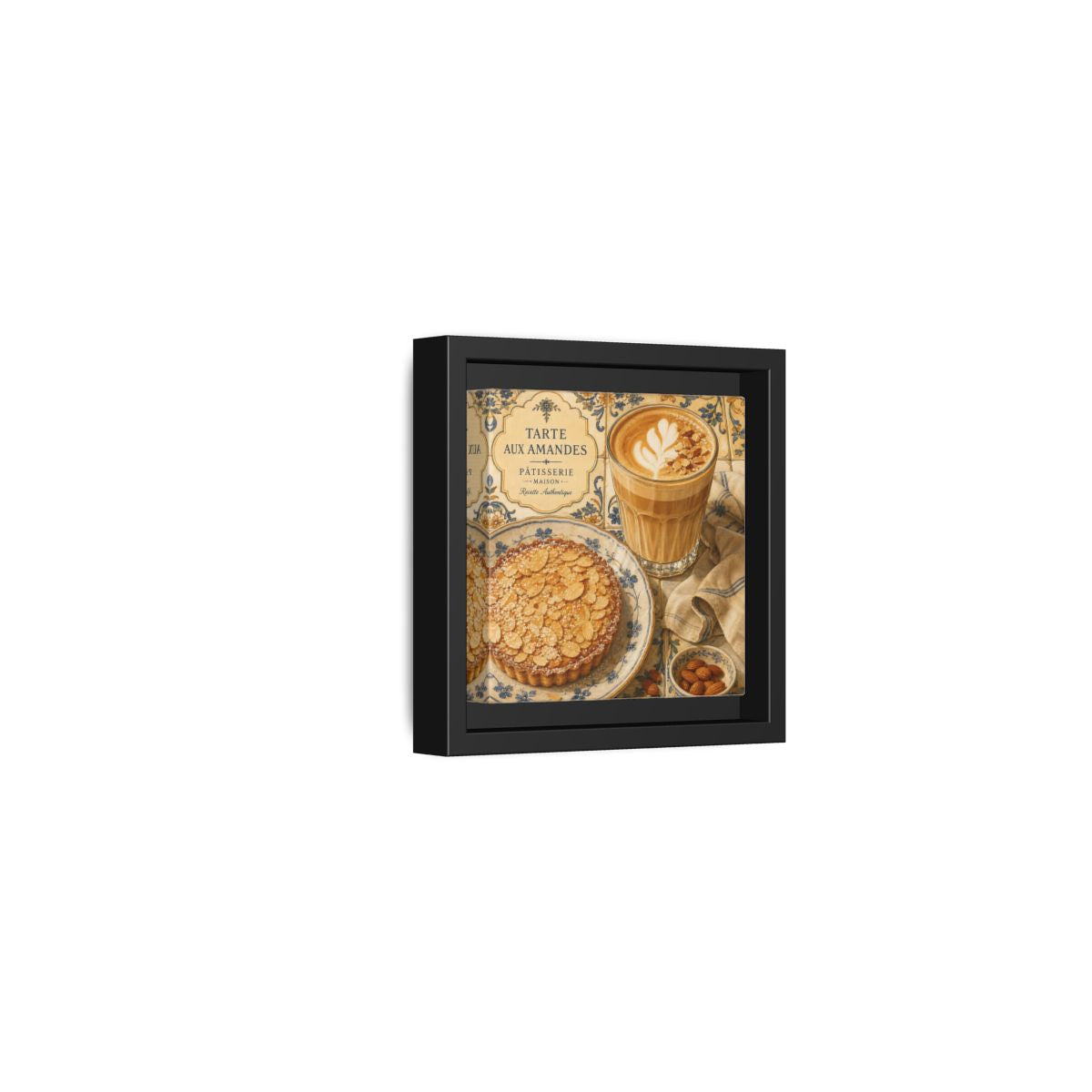 Side Mockup 24. Vintage Almond Tart Warm Beige Food shown as stretched canvas wall art