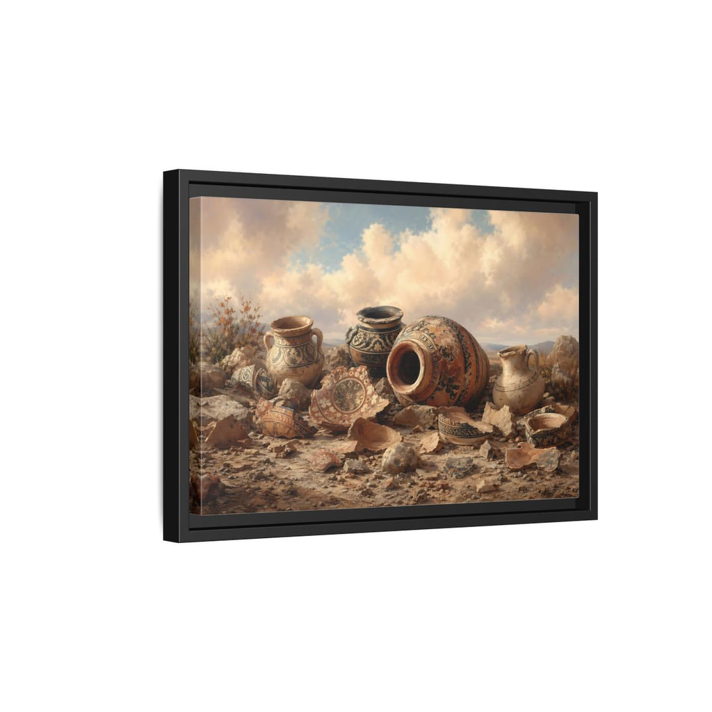Side Mockup 6. Vintage Ancient Pottery Earthenware Brown shown as stretched canvas wall art