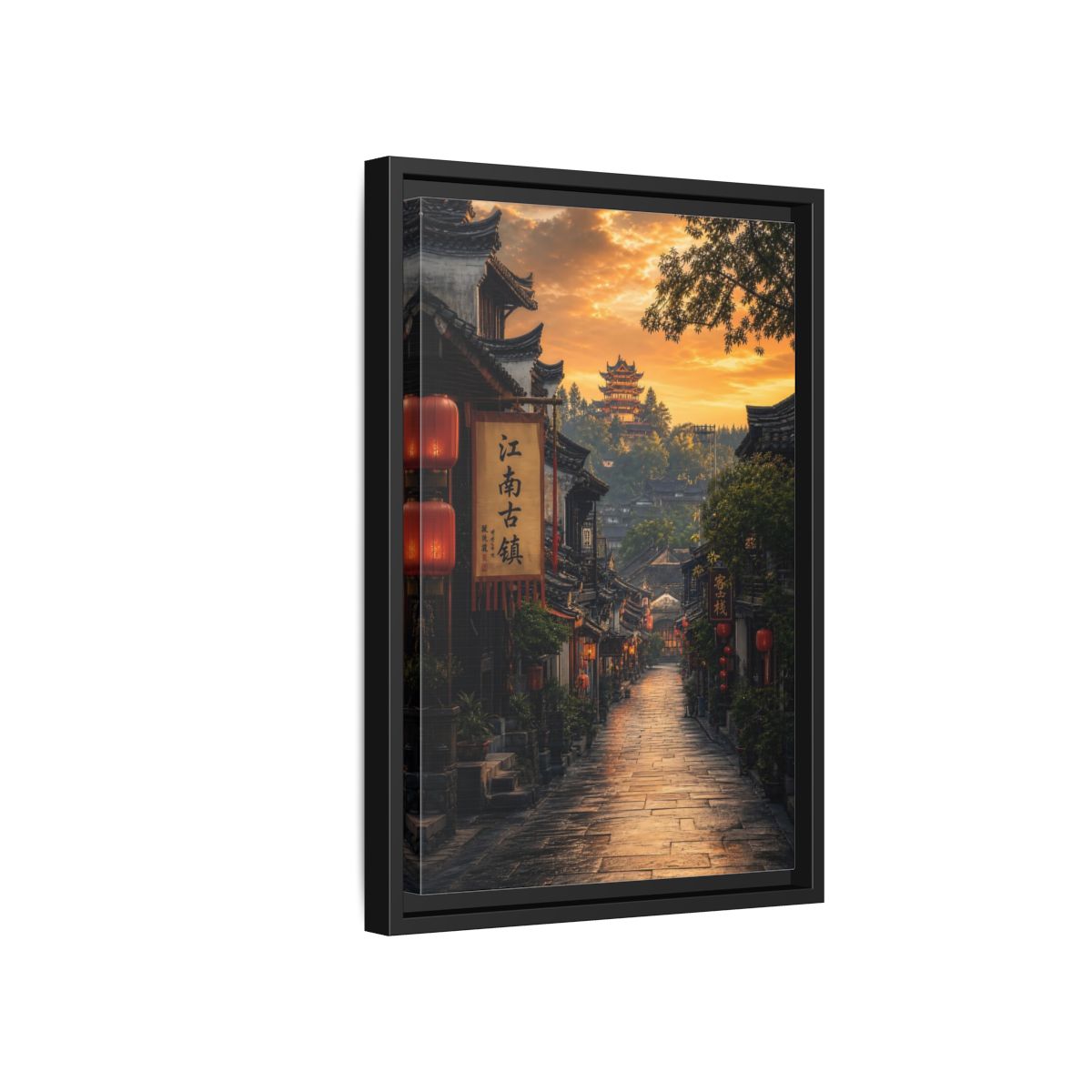 Side Mockup 6. Vintage Ancient Town Golden Ancient Town shown as stretched canvas wall art