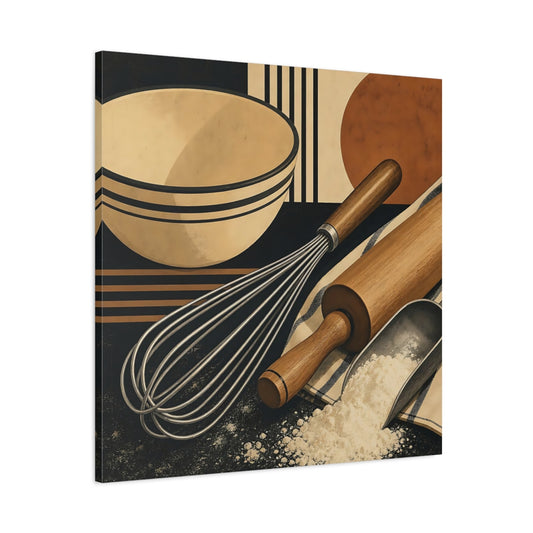 Main Mockup. Vintage Baking Tools Baking Utensils shown as stretched canvas wall art