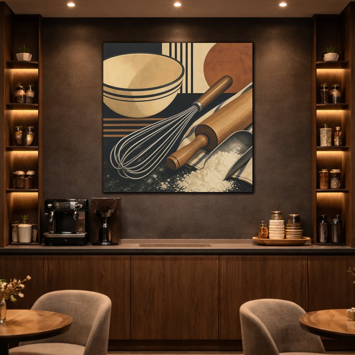 Mockup 2. Vintage Baking Tools Baking Utensils shown as stretched canvas wall art