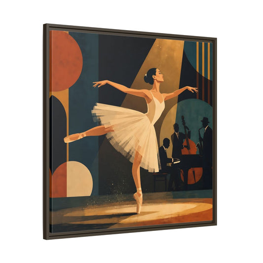 Main Mockup. Vintage Ballerina Ballerina Jazz shown as framed canvas print