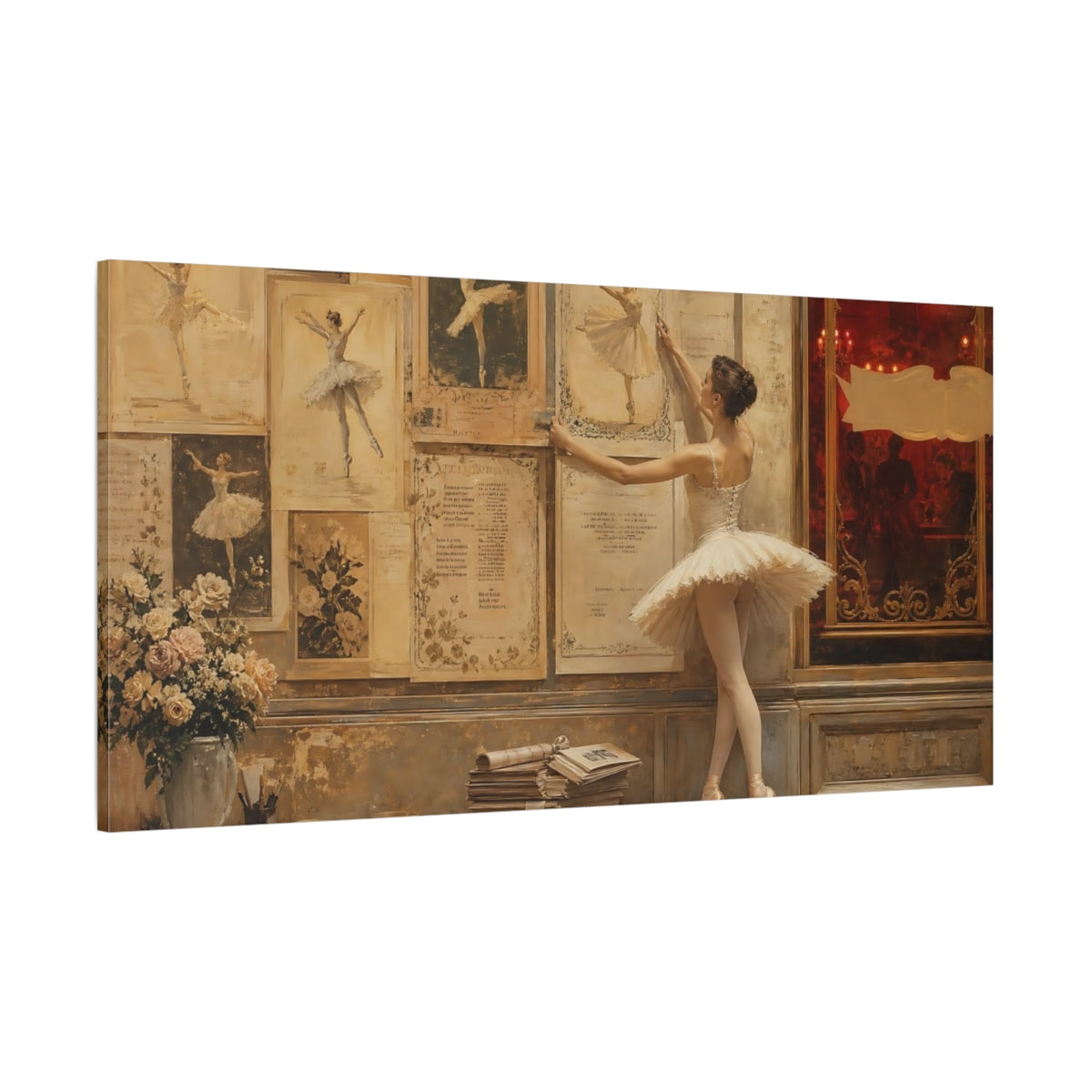 Side Mockup 2. Vintage Ballerina Gallery shown as canvas print