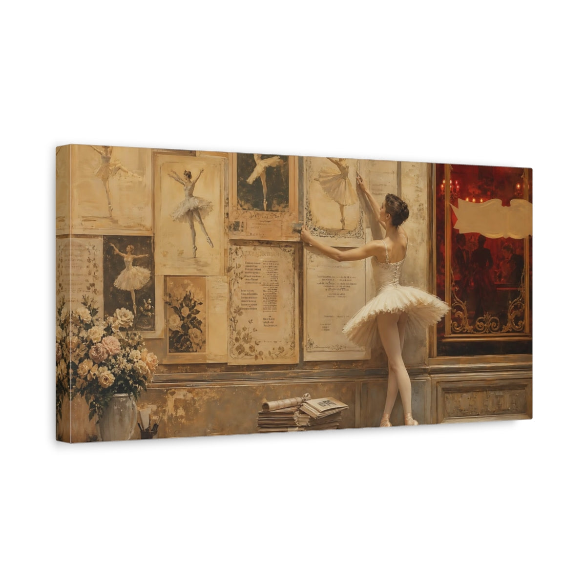 Side Mockup 3. Vintage Ballerina Gallery shown as canvas print
