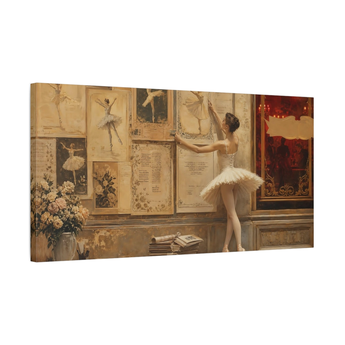 Side Mockup 1. Vintage Ballerina Gallery shown as canvas print