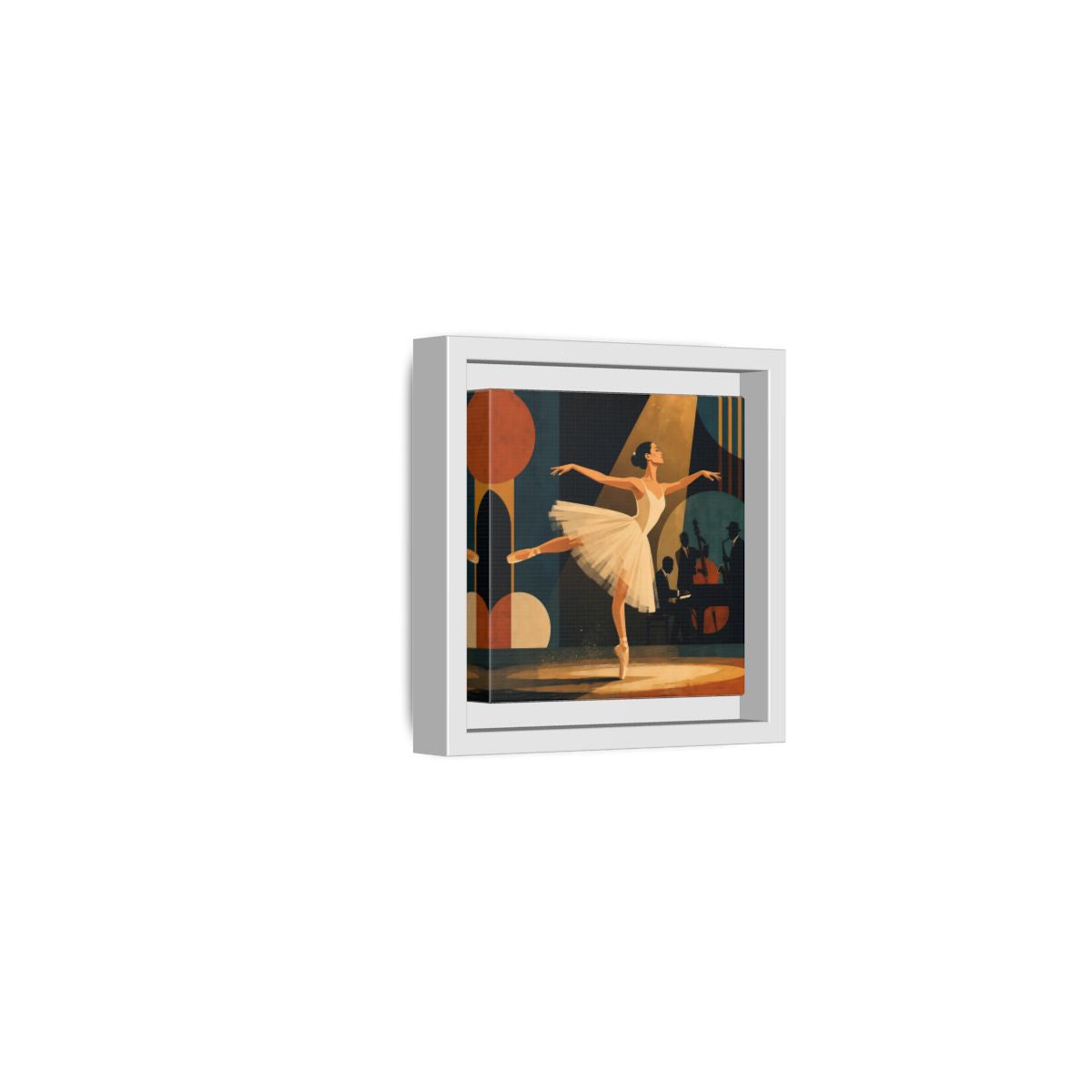 Side Mockup 22. Vintage Ballerina Ballerina Jazz shown as framed canvas print