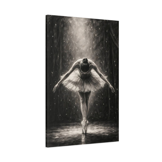Main Mockup. Vintage Ballerina Monochrome Ballerina shown as canvas print