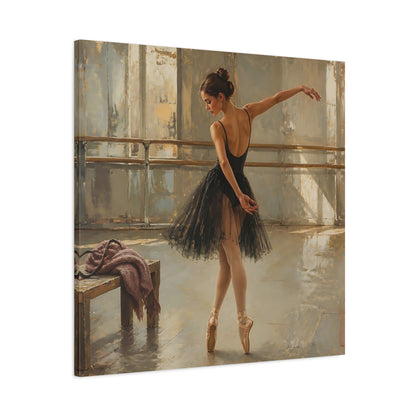 Main Mockup. Vintage Ballerina Muted Gold And Black shown as canvas print