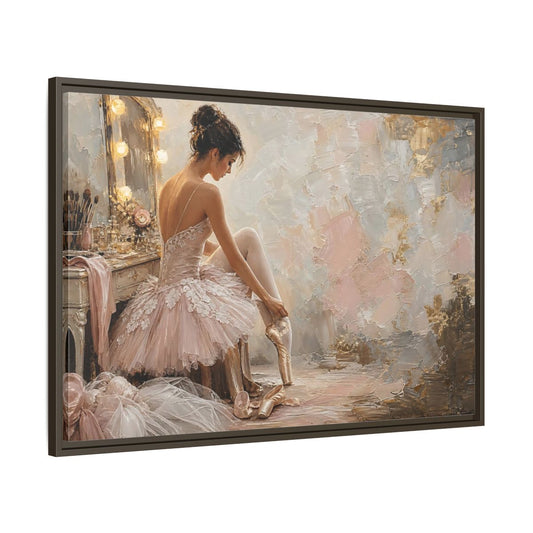 Main Mockup. Vintage Ballerina Pink Ballerina shown as framed canvas print
