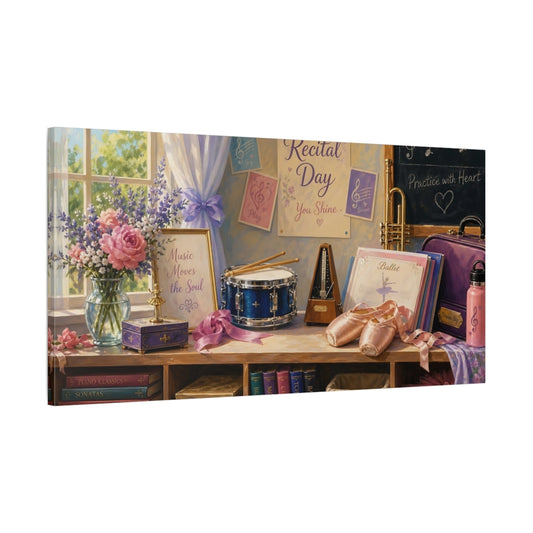 Main Mockup. Vintage Ballet & Music Pastel Music Dance shown as canvas print