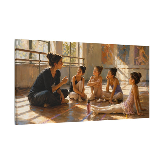 Main Mockup. Vintage Ballet Class Impressionist Ballet shown as canvas print