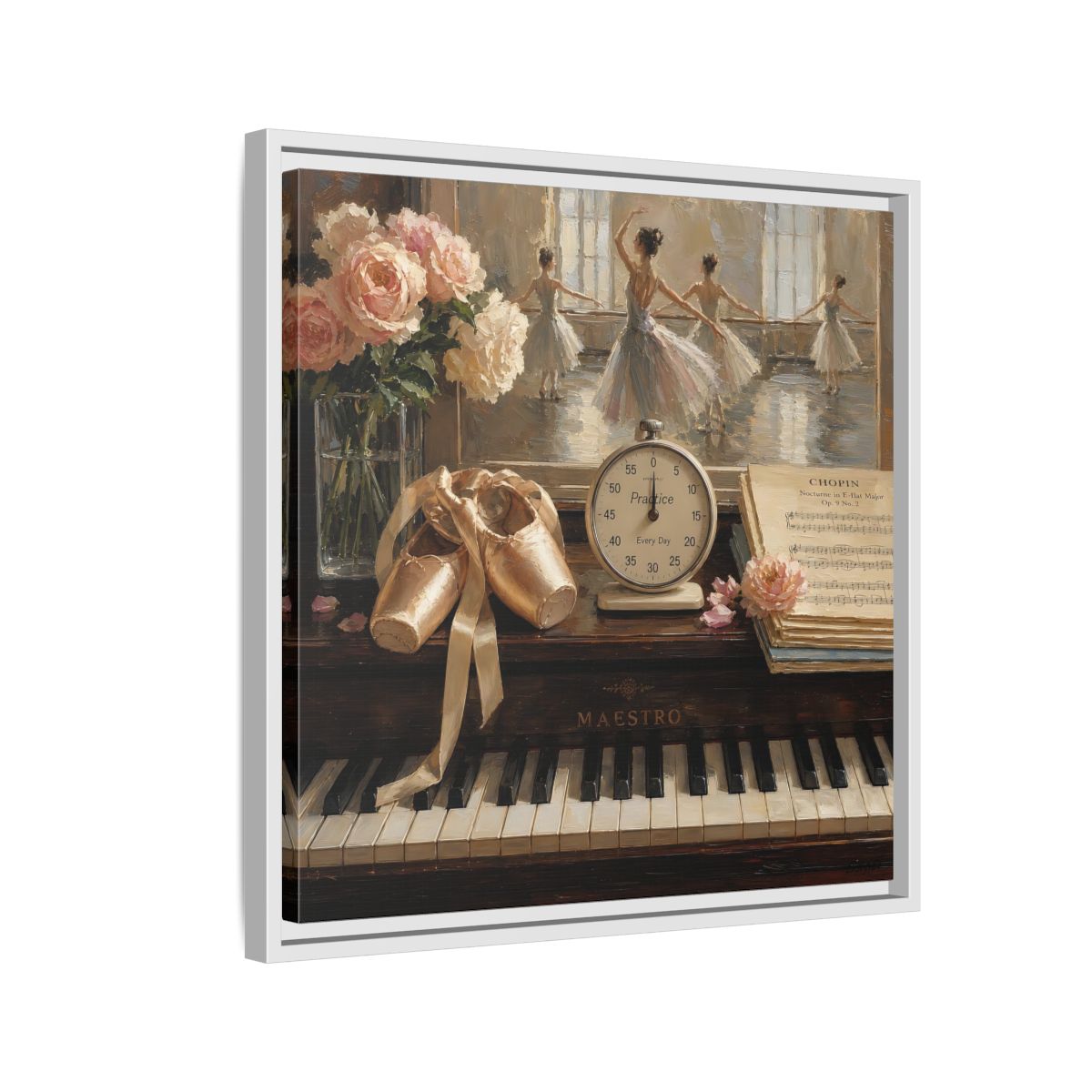 Side Mockup 10. Vintage Ballet Dancers Vintage Ballet shown as framed canvas print