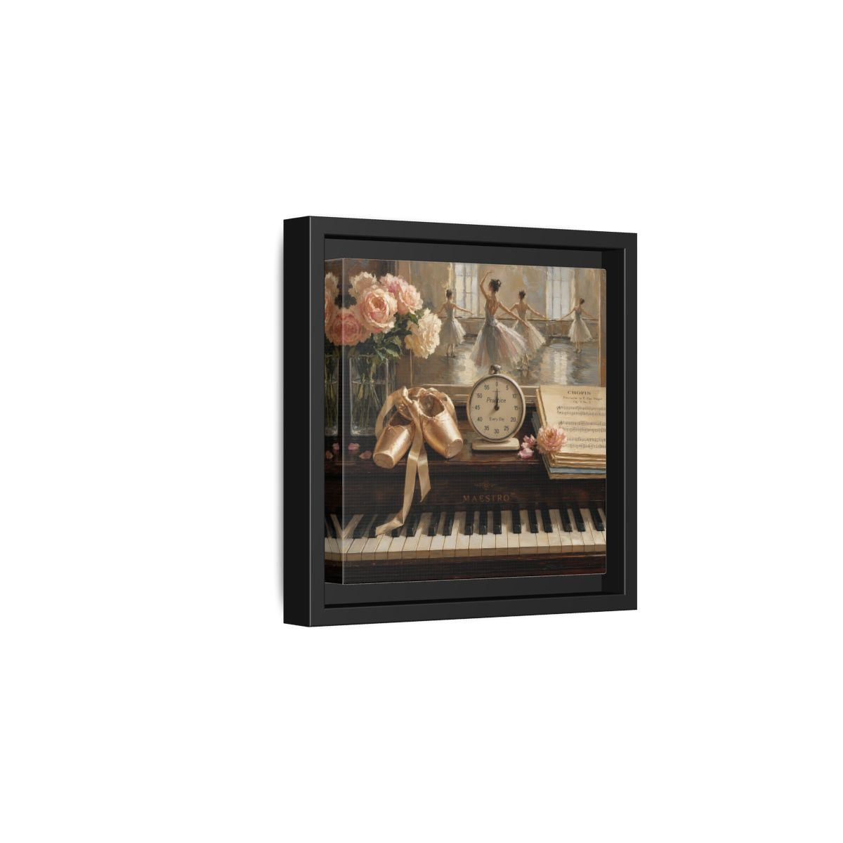 Side Mockup 3. Vintage Ballet Dancers Vintage Ballet shown as framed canvas print