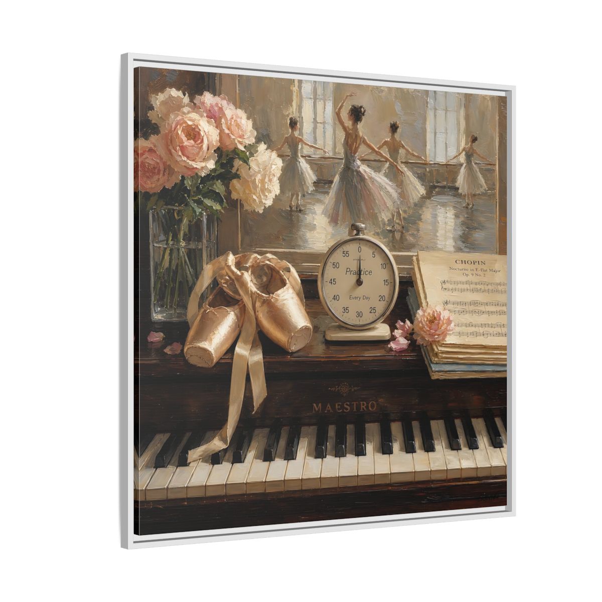 Side Mockup 4. Vintage Ballet Dancers Vintage Ballet shown as framed canvas print