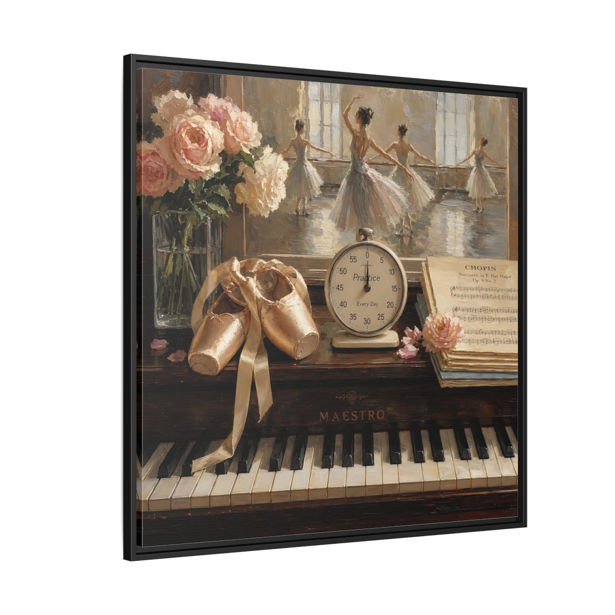 Side Mockup 6. Vintage Ballet Dancers Vintage Ballet shown as framed canvas print