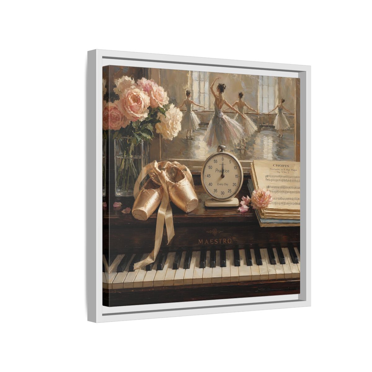 Side Mockup 13. Vintage Ballet Dancers Vintage Ballet shown as framed canvas print