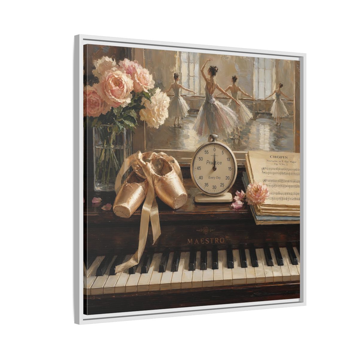 Side Mockup 7. Vintage Ballet Dancers Vintage Ballet shown as framed canvas print