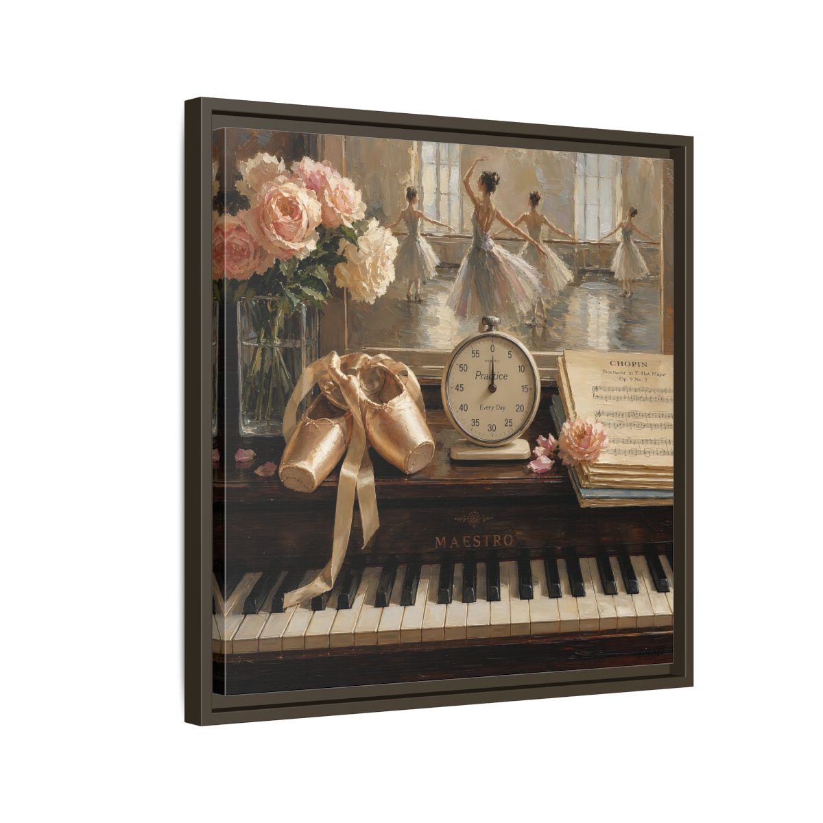 Side Mockup 11. Vintage Ballet Dancers Vintage Ballet shown as framed canvas print