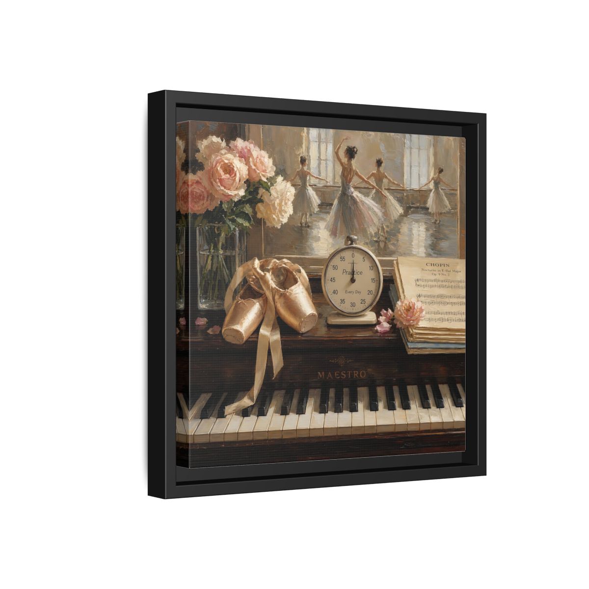 Side Mockup 18. Vintage Ballet Dancers Vintage Ballet shown as framed canvas print