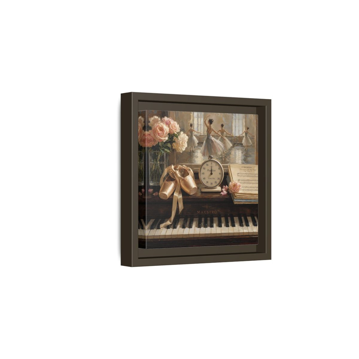Side Mockup 2. Vintage Ballet Dancers Vintage Ballet shown as framed canvas print