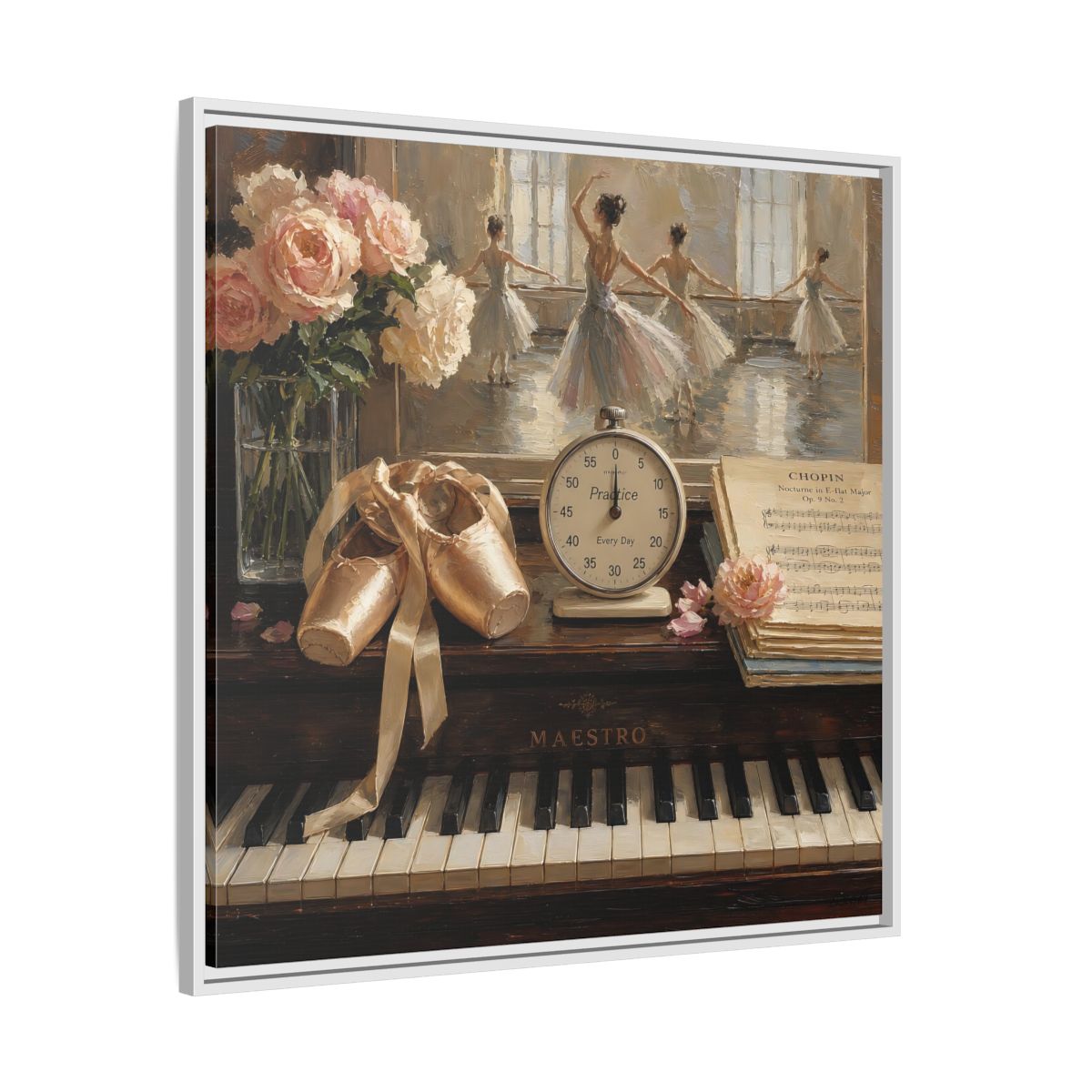 Side Mockup 25. Vintage Ballet Dancers Vintage Ballet shown as framed canvas print