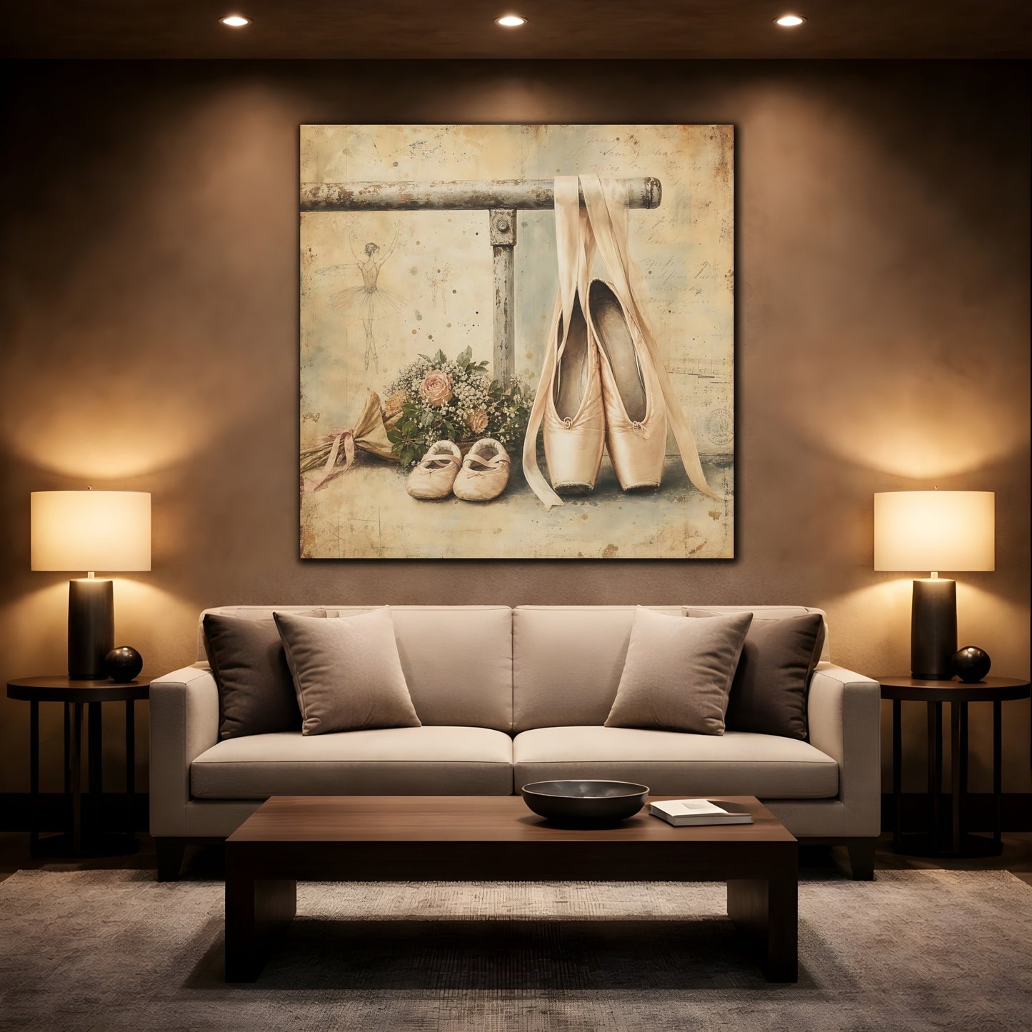 Mockup 2. Vintage Ballet Pointe Shoes shown as canvas print