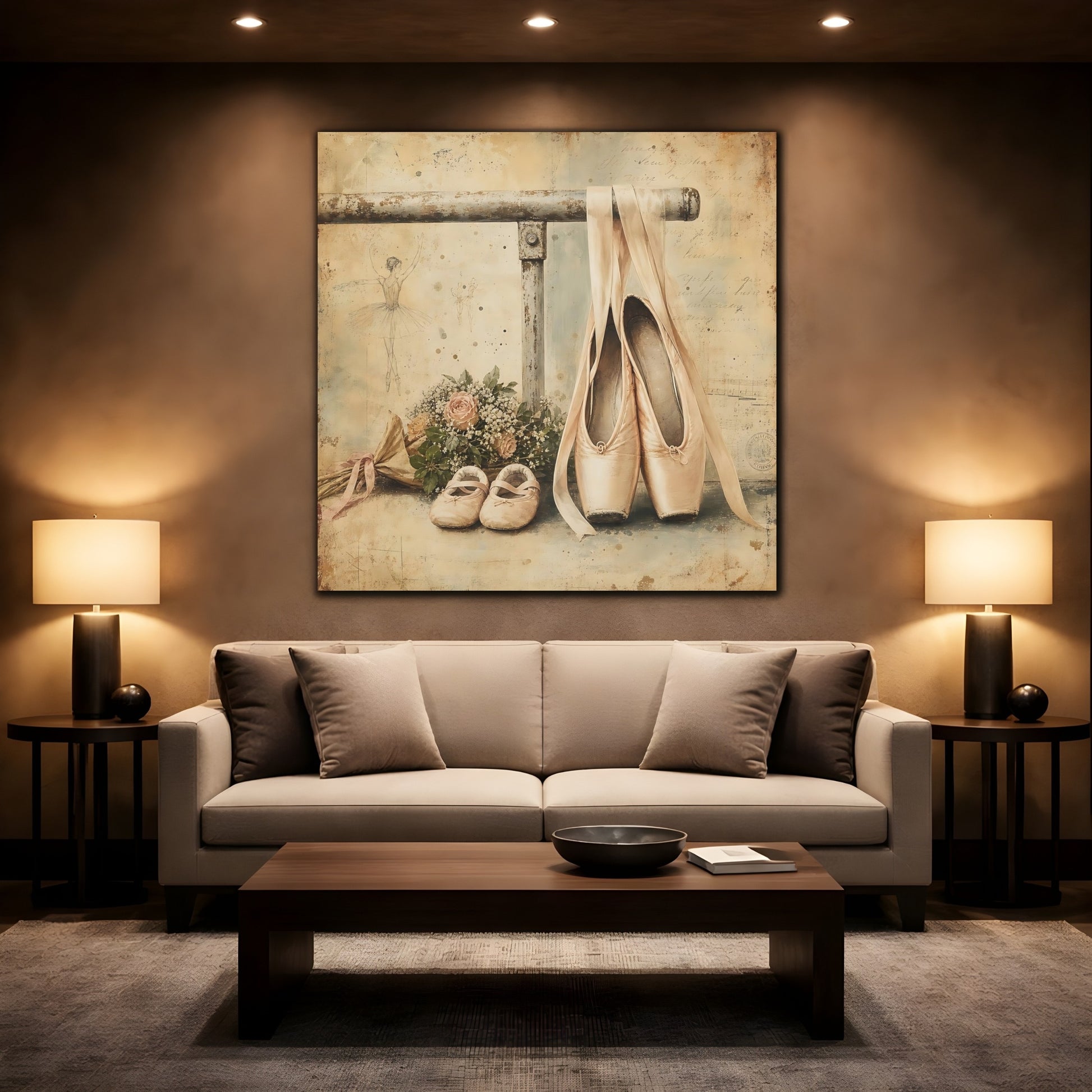 Mockup 2. Vintage Ballet Pointe Shoes shown as canvas print