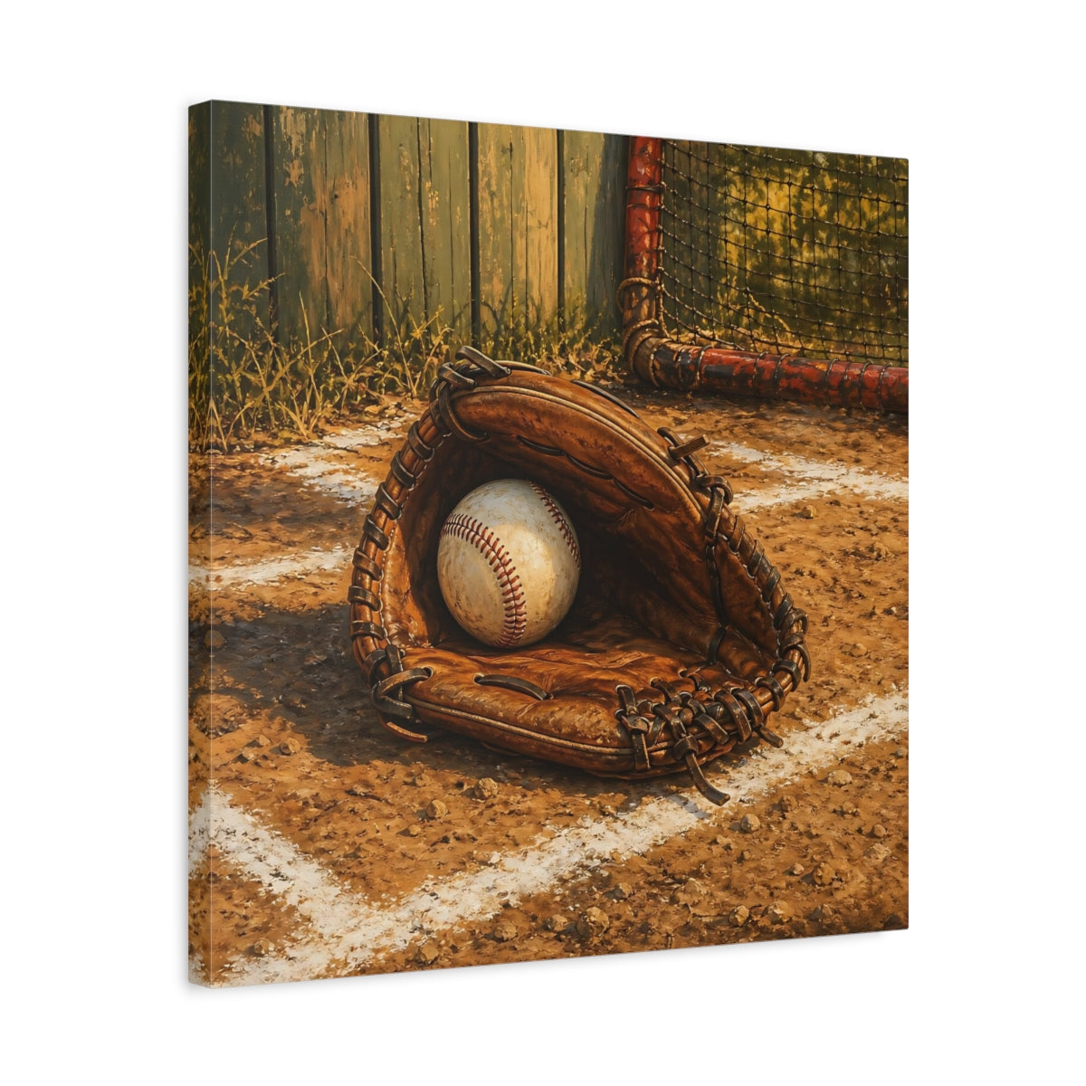 Side Mockup 5. Vintage Baseball Glove shown as canvas print