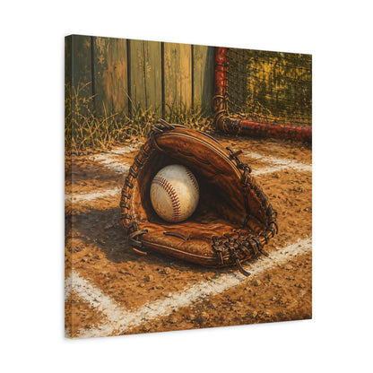 Side Mockup 5. Vintage Baseball Glove shown as canvas print