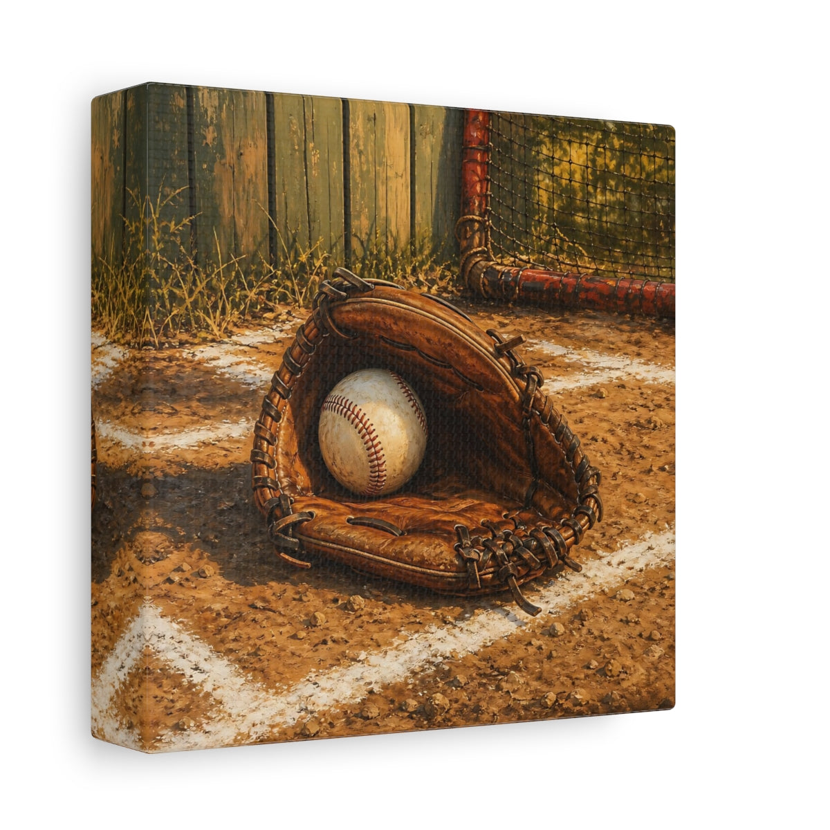 Side Mockup 2. Vintage Baseball Glove shown as canvas print