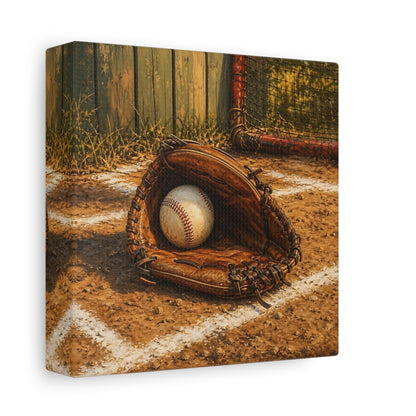 Side Mockup 2. Vintage Baseball Glove shown as canvas print