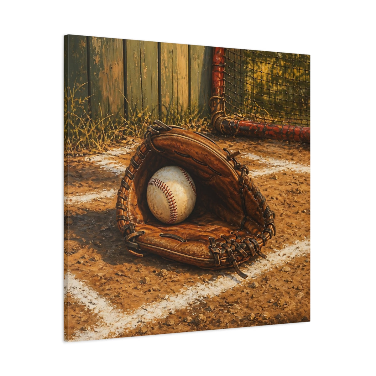 Side Mockup 1. Vintage Baseball Glove shown as canvas print