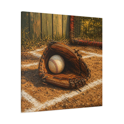 Side Mockup 1. Vintage Baseball Glove shown as canvas print