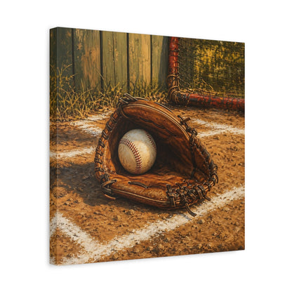 Side Mockup 6. Vintage Baseball Glove shown as canvas print