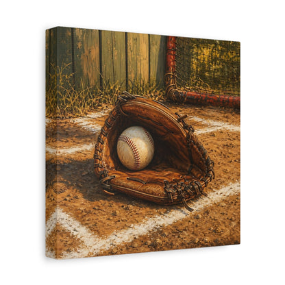 Side Mockup 9. Vintage Baseball Glove shown as canvas print