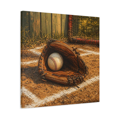 Side Mockup 4. Vintage Baseball Glove shown as canvas print