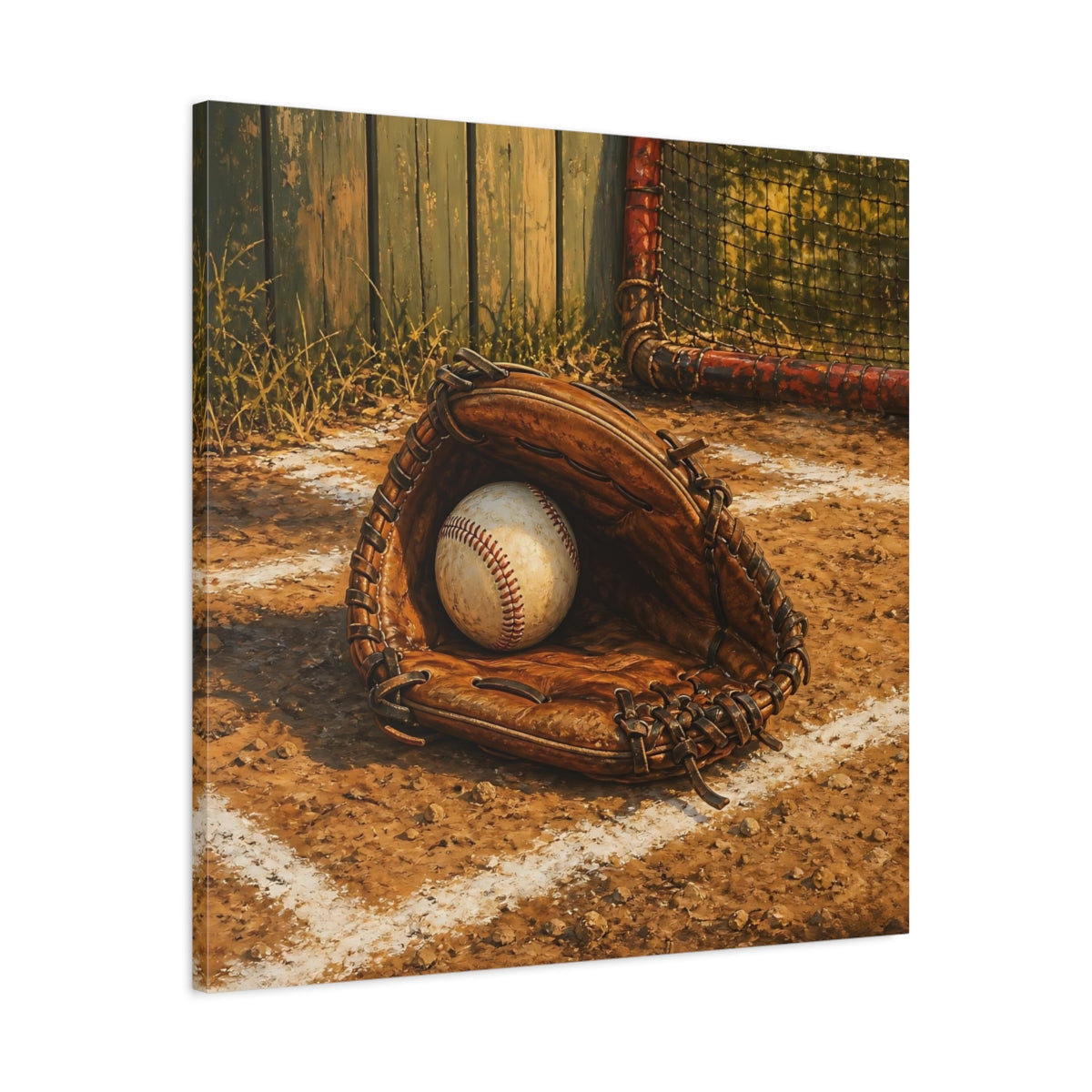 Side Mockup 3. Vintage Baseball Glove shown as canvas print