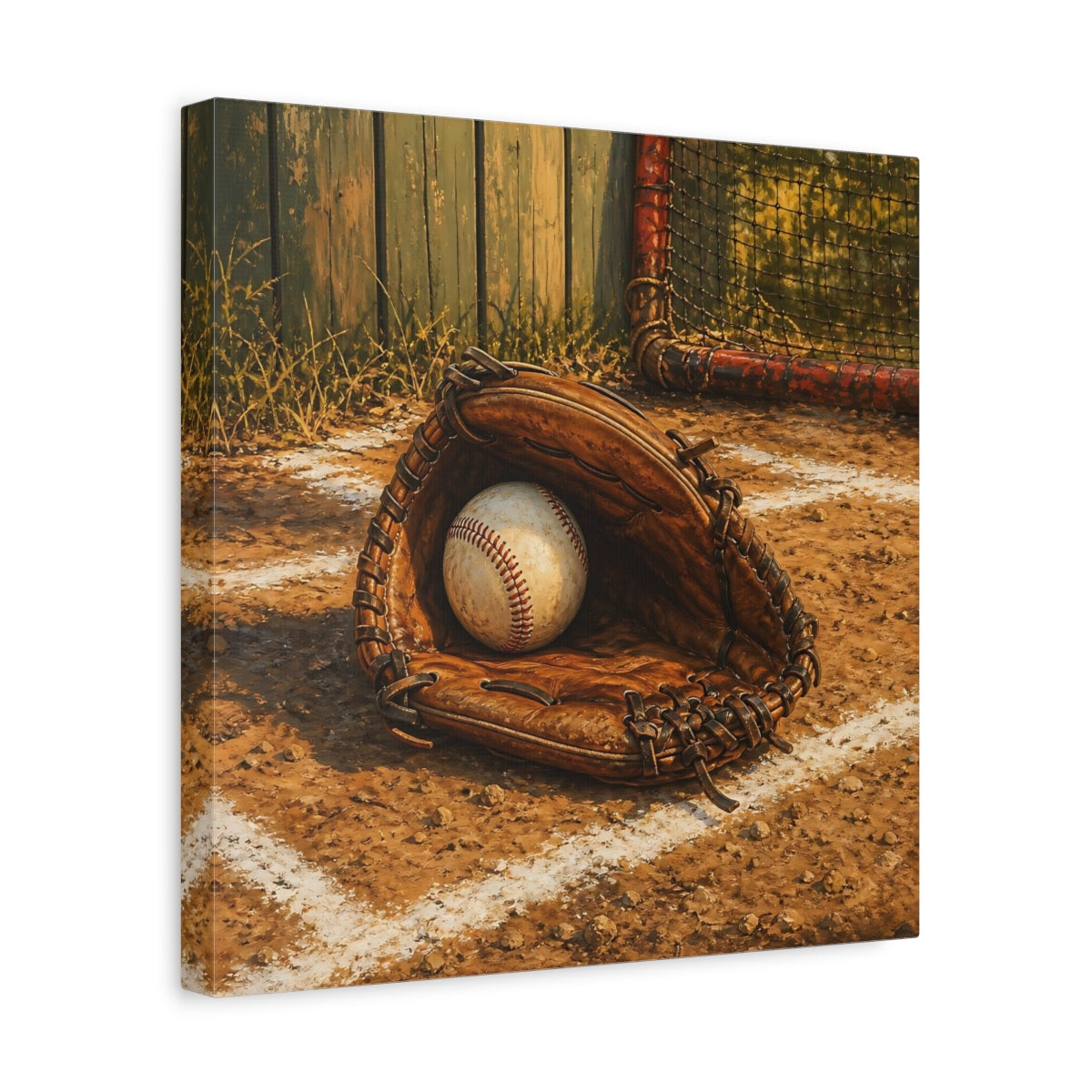 Side Mockup 7. Vintage Baseball Glove shown as canvas print