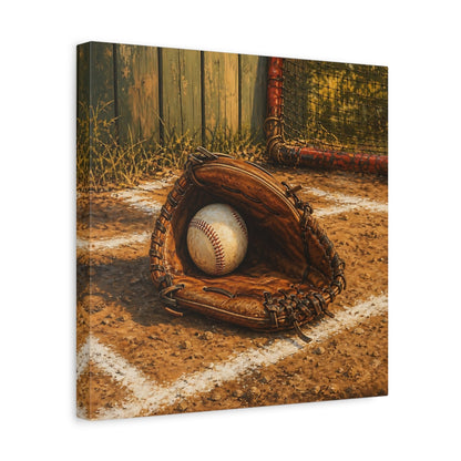 Side Mockup 7. Vintage Baseball Glove shown as canvas print