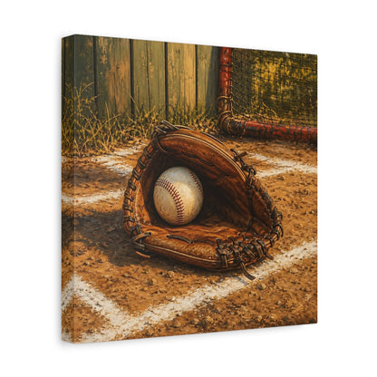 Side Mockup 8. Vintage Baseball Glove shown as canvas print